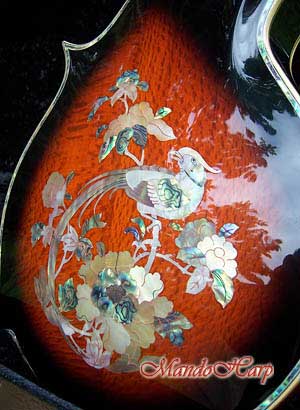 MandoHarp - 'Bird of Paradise' Hand-Carved F5-Style Mandolin with Abalone and Mother of Pearl Inlay