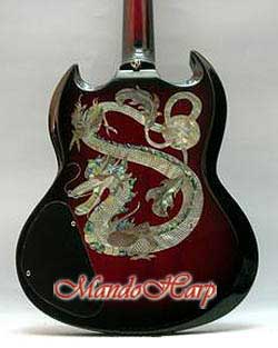 MandoHarp - 'Red Dragon' Inlaid SG-Style 6-Str Electric Guitar