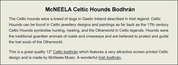 McNEELA Celtic Hounds Bodhr&aacute;n