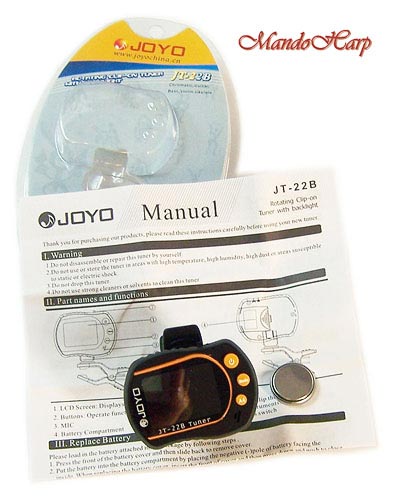 MandoHarp - Joyo JT-22B Clip-On Backlit LCD Chromatic/Guitar/Bass/Violin/Ukulele Tuner