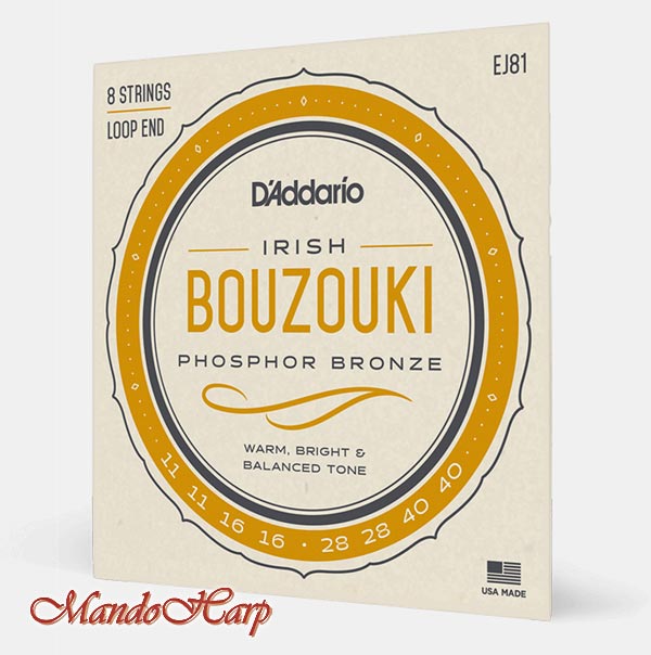 MandoHarp - Irish Bouzouki Strings - D'Addario EJ81 Phosphor Bronze 0.011-0.040