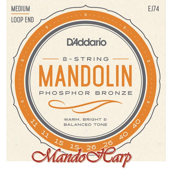 MandoHarp - Mandolin Strings - D'Addario EJ74 Phosphor Bronze Medium 0.011-0.040