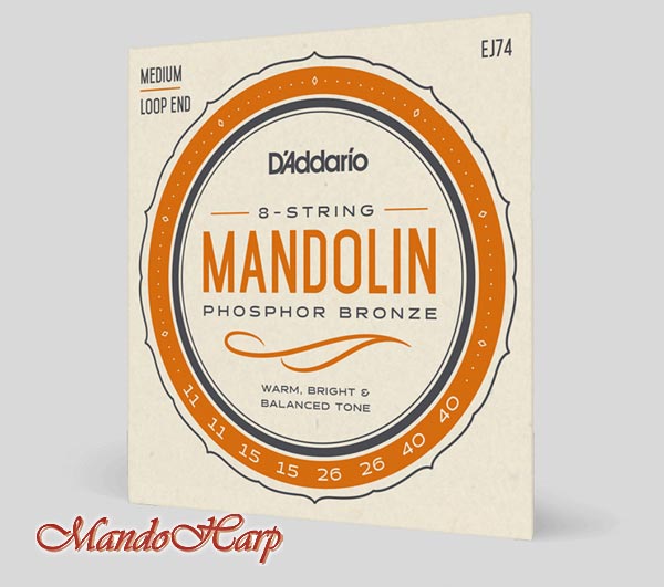 MandoHarp - Mandolin Strings - D'Addario EJ74 Phosphor Bronze Medium 0.011-0.040