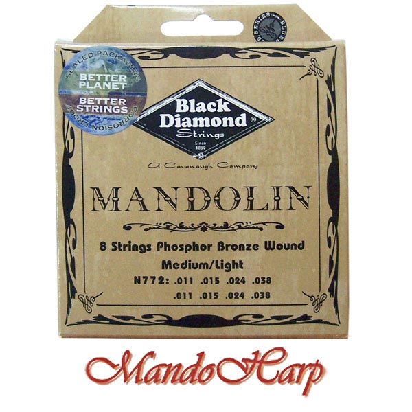MandoHarp - Mandolin Strings - Black Diamond N772 Phosphor Bronze Medium/Light 0.011-0.038