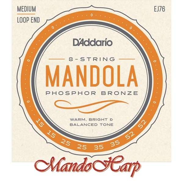 MandoHarp - Mandola Strings - D'Addario EJ76 Phosphor Bronze Medium 0.015-0.052