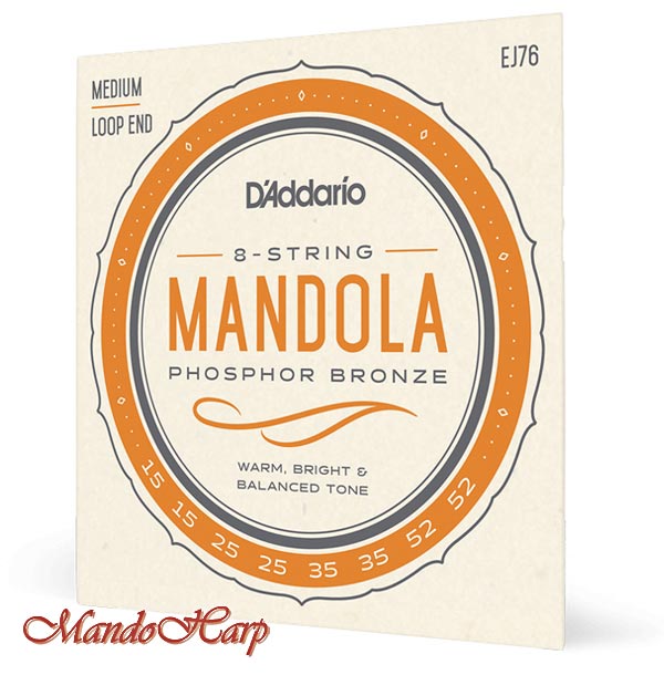 MandoHarp - Mandola Strings - D'Addario EJ76 Phosphor Bronze Medium 0.015-0.052