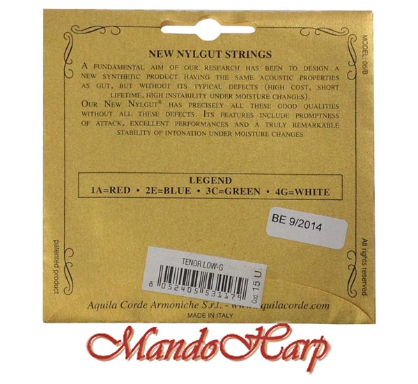 MandoHarp - Ukulele Strings - Aquila 15U Tenor, GCEA, Wound Low G, 3 x Nylgut �