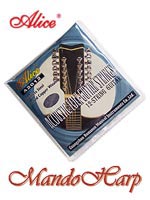 MandoHarp - Alice 12-String Guitar Strings. Stainless Steel and Coated-Copper-Wound. Ball-End. Light. 0.010