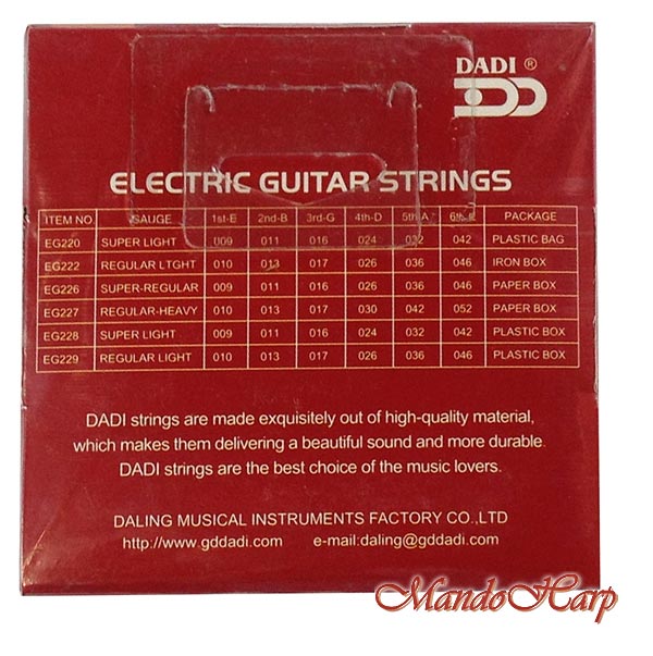 MandoHarp - Dadi EG277 Electric Guitar strings. Nickel Round Wound. Regular Heavy - 0.010