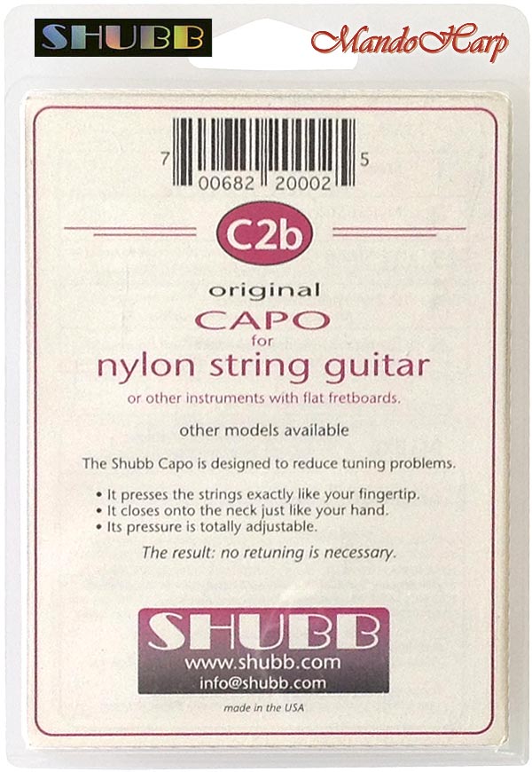 MandoHarp - Shubb Original Capo - C2b for Nylon String Guitar - Brass