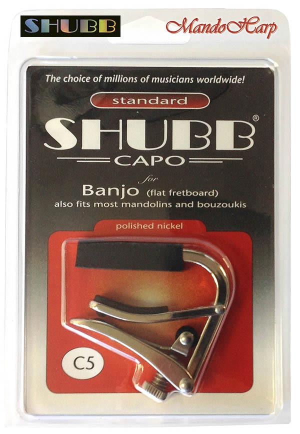 MandoHarp - Shubb Standard Capo - C5 for Banjo, Mandolin, Bouzouki - Polished Nickel