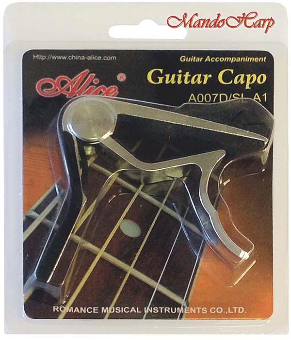 MandoHarp - Alice A007D Heavy Duty Spring-Loaded Lever-Action Guitar Capo with Pickholder