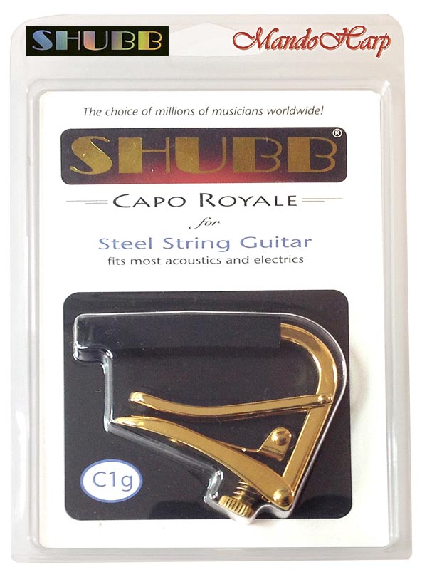 MandoHarp - Shubb Capo Royale - C1g for Steel String Guitar - Gold PVD Finish