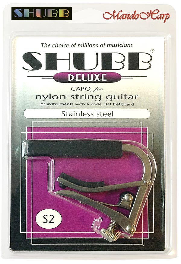 MandoHarp - Shubb Deluxe Capo - S2 for Nylon String Guitar - Stainless Steel