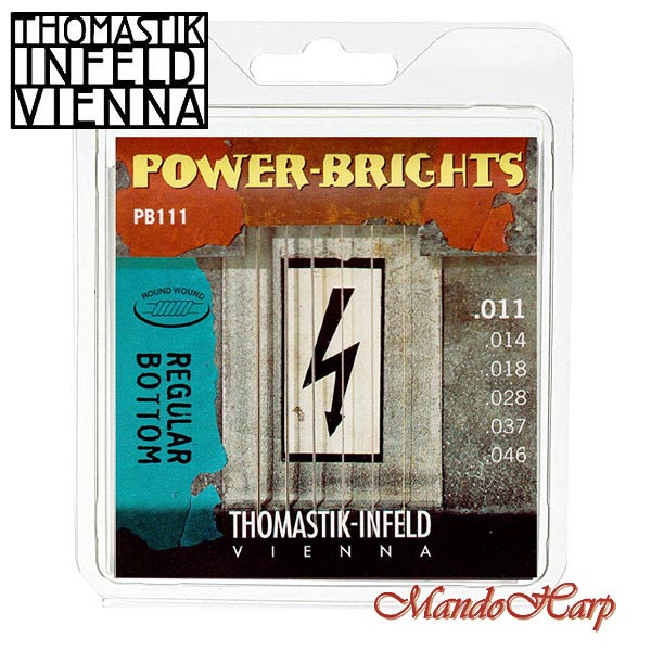 MandoHarp - Thomastik-Infeld PB111 Power-Brights Electric Guitar Strings - Medium 0.011-0.046